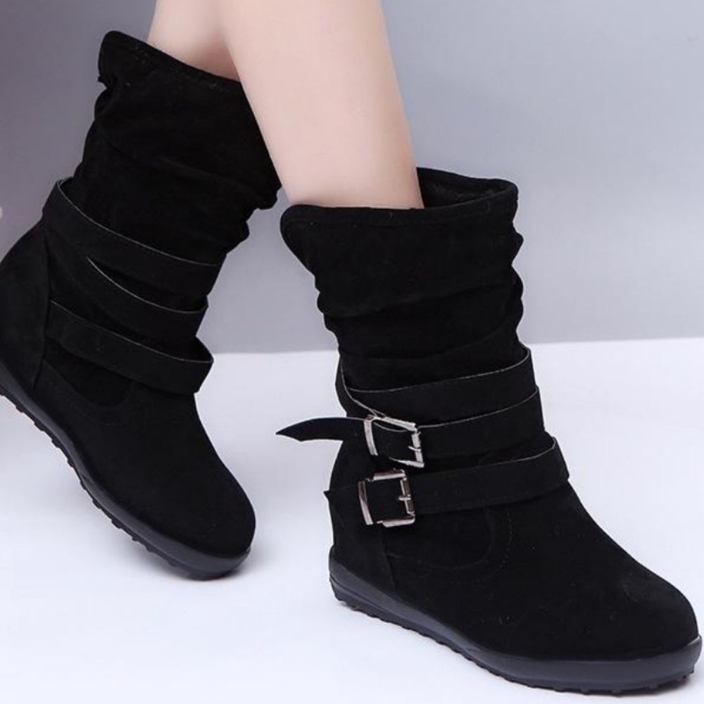 Twin-Set Black Suede Buckle Boots sz 8